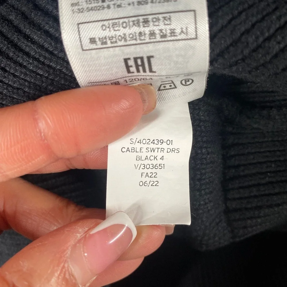 GAP Kids‎ Black Cable Knit Sweater Dress Size Small Fisherman Preppy Cozy